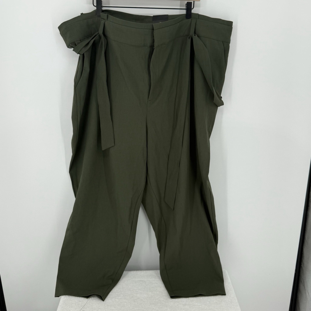 Torrid Olive Tie Front Paper bag Tapered Pants Size 26 NWT